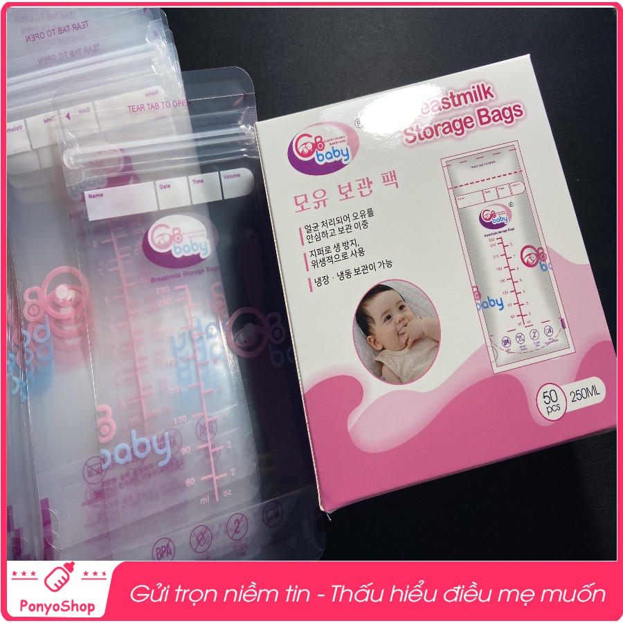 Túi trữ sữa GB Baby cho bé (hộp 50 túi 250ml) - Hàng chính hãng 100%