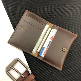 Ví mini da sáp may thủ công (nút bấm) 10.8 x 7.8 cm