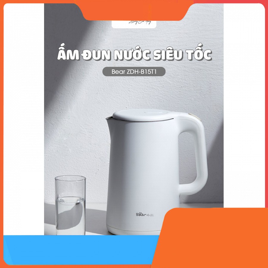 Bình đun nước siêu tốc Bear ZDH-B15T1 - White ( Bảo hành 12 tháng)