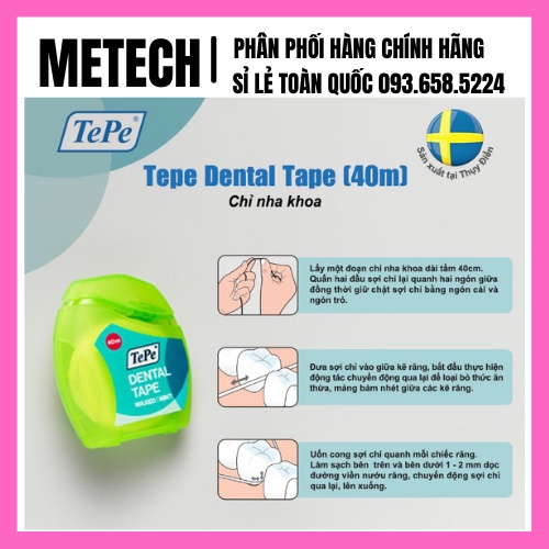 Chỉ nha khoa Tepe Dental Tape hương bạc hà 40m