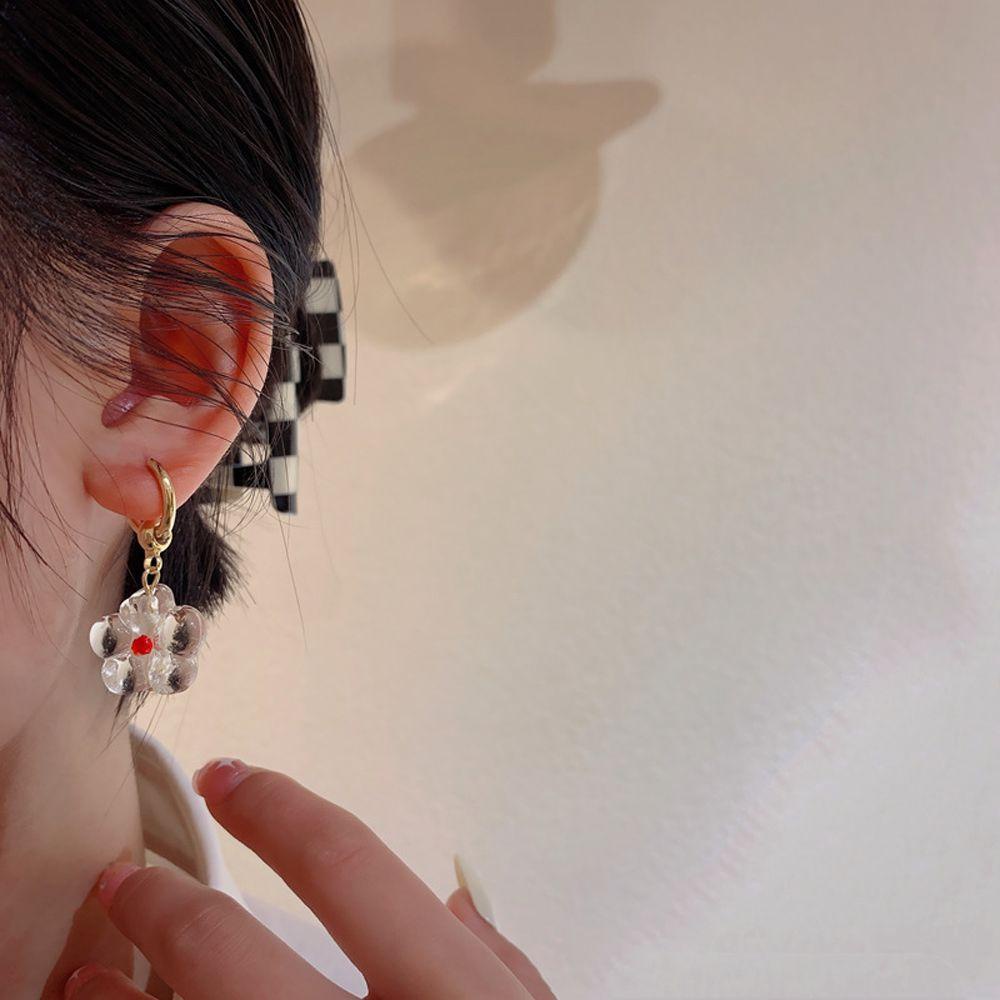 Bông Tai Dáng Dài Trong Suốt Phong Cách Retro Thanh Lịch Cho Nữ