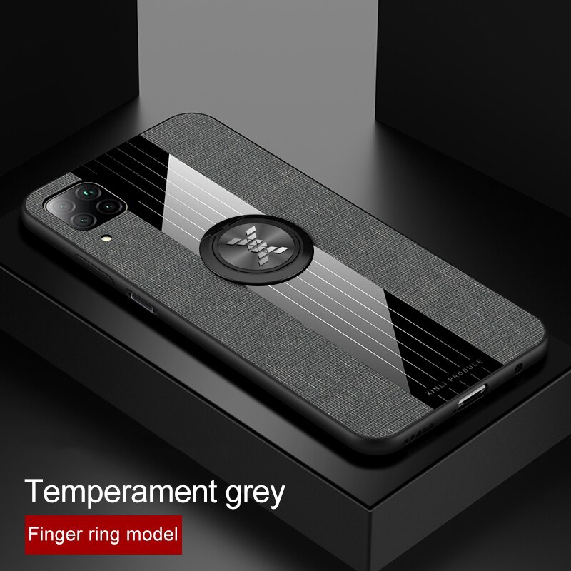 Ốp điện thoại cứng viền dẻo phối vải kèm giá đỡ nhẫn sang trọng cho HUAWEI NOVA 7I