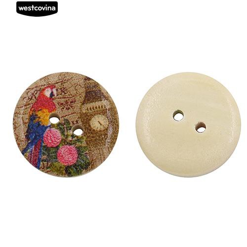 Set 50 nút gỗ 2 lỗ họa tiết tháp Eiffel chuyên dụng cho thợ làm đồ thủ công