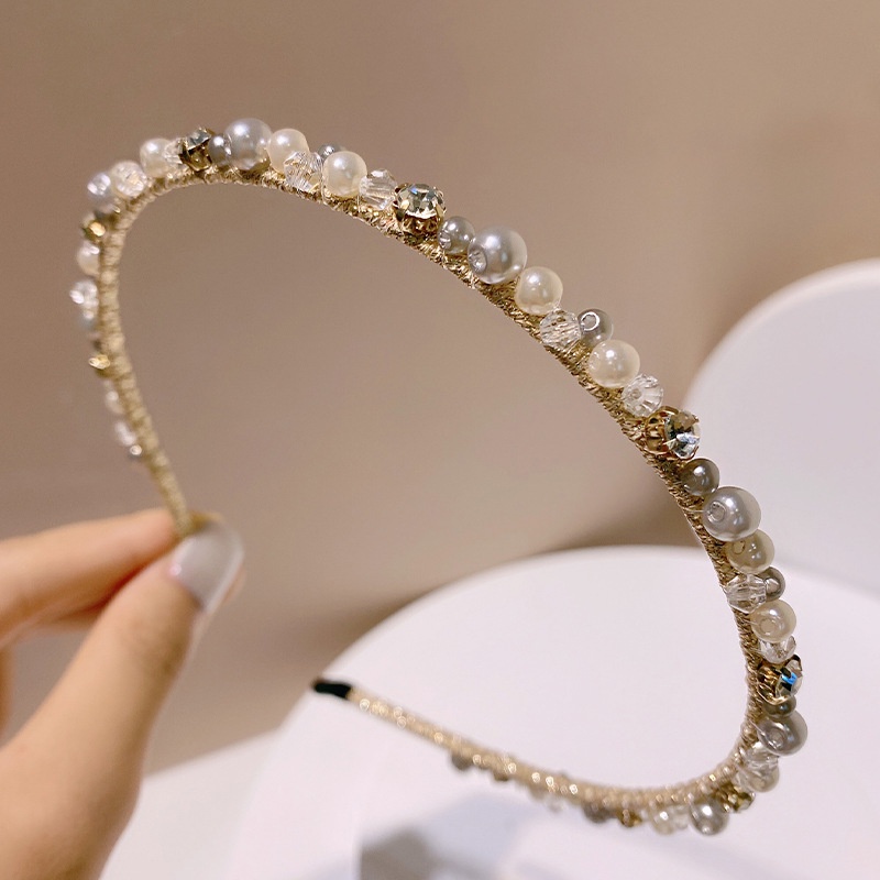 Băng Đô Cài Tóc Đính Đá Và Ngọc Trai Nhân Tạo Sang Trọng