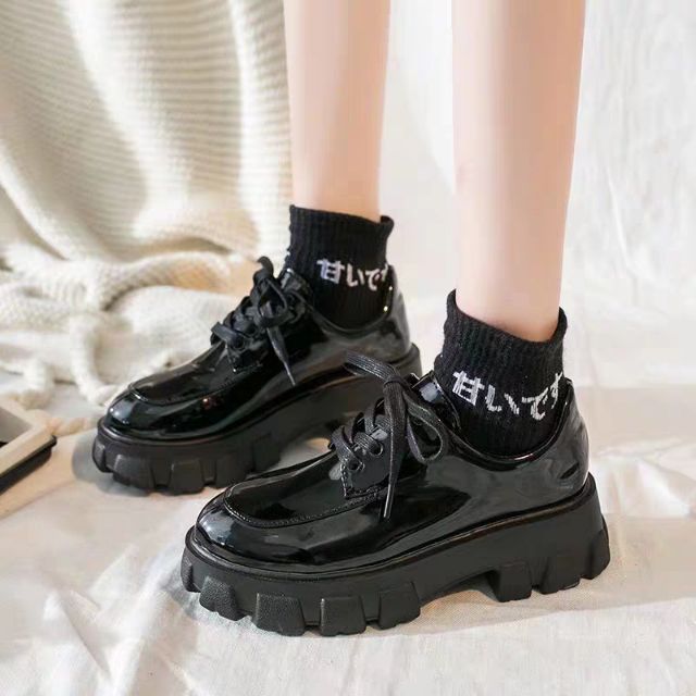 (Sẵn 39 bóng) Giày ulzzang da bóng độn đế A1 | BigBuy360 - bigbuy360.vn