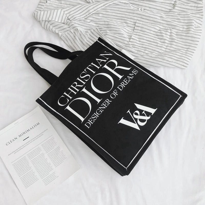 Túi tote bằng vải canvas với họa tiết in chữ London &amp; a museum