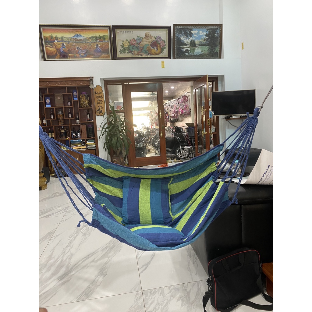 Ghế xích đu treo trong nhà ngoài trời sân vườn, ghế võng xích đu trang trí decor, an toàn cho bé