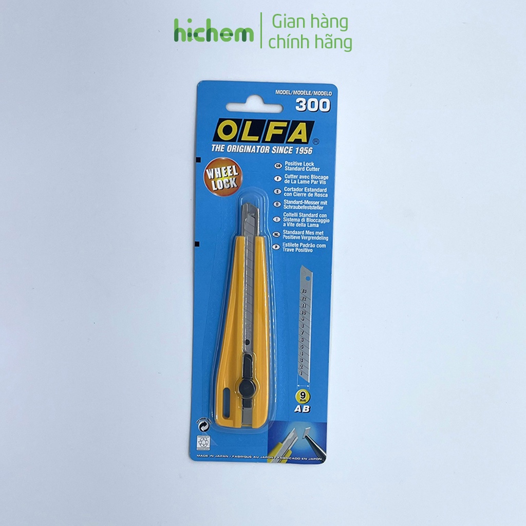 Dao Rọc OLFA 300 Lưỡi Dao Bẻ 9mm, Khóa Bánh Răng An Toàn Cắt Băng Dính, Bao Bì Nhỏ