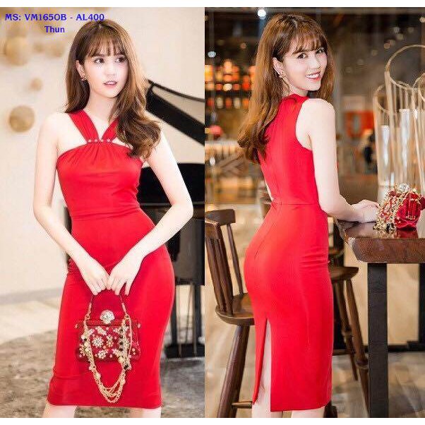Đầm Ôm Body Ngọc Trinh Sát Nách Kết Ngọc
