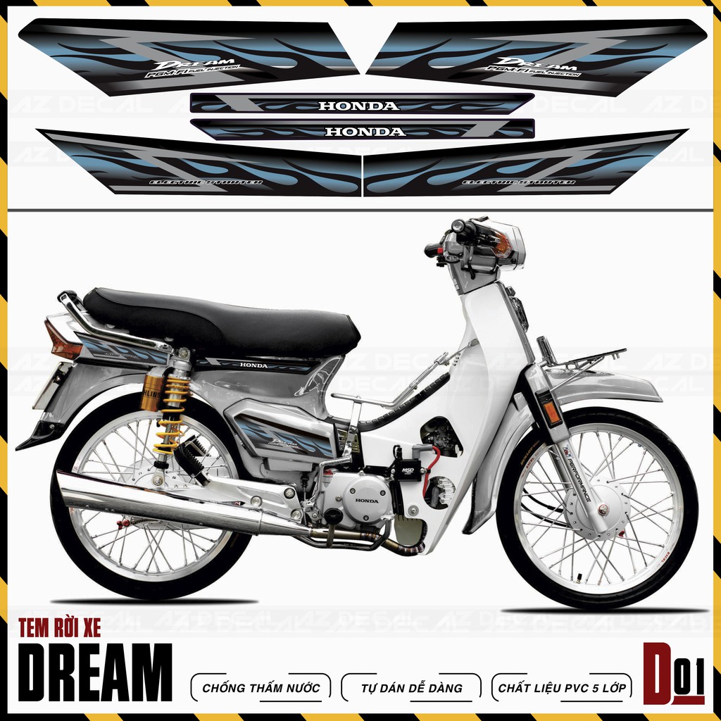 Tem Xe Dream Vân Lửa | D1 | Tem Rời Xe Máy Honda Dream Thái, Việt  Chống Nước, Decal Bền Màu, Dễ Dán