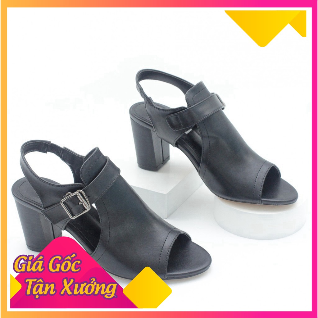 Giày Giả Boot Sapo 7cm Đế Vuông Hở Mũi Pixie P341