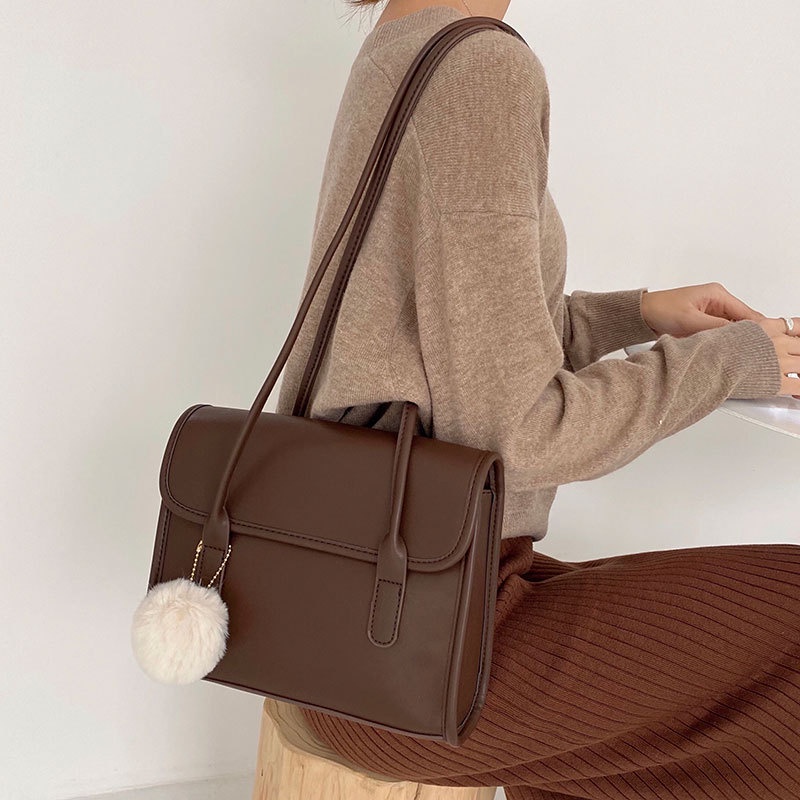 Túi Đeo Vai / Kẹp Nách Hình Vuông Cỡ Nhỏ Thiết Kế Đơn Giản Phong Cách Retro Thời Trang Cho Nữ