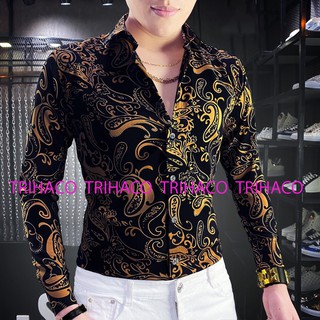 Áo sơ mi lụa nam in hoa văn đẳng cấp