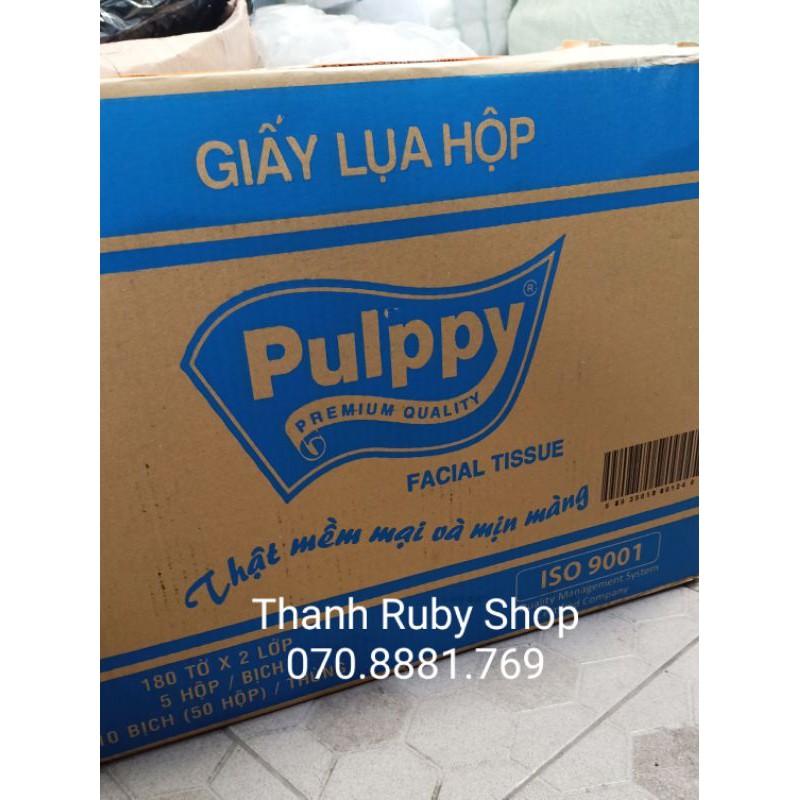 Giấy pulppy rút 180 tờ - 1 hộp lẽ dai mềm mịn sạch