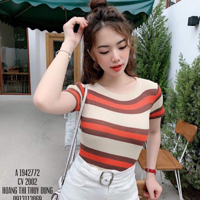 Áo len mongtoghi kẻ body ( ảnh thật )