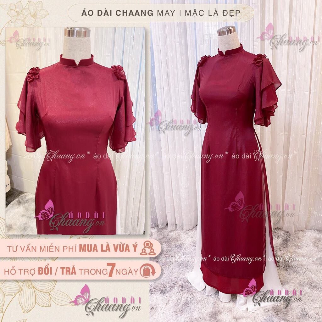 ÁO DÀI CÁCH TÂN-Áo Dài 4 Tà Cánh Tiên Voan tơ Cao Cấp Sang Trọng