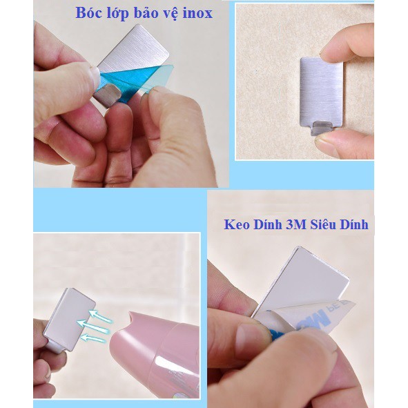 Combo 3 móc inox dán tường treo đồ phụ kiện gia đình - M08