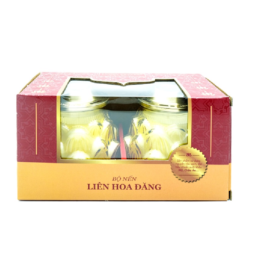 Nến thơm Miss Candle Hộp LIÊN HOA ĐĂNG - Hộp 2 hũ nến thơm hình hoa sen LUC6088 - nhiều màu sắc tùy chọn