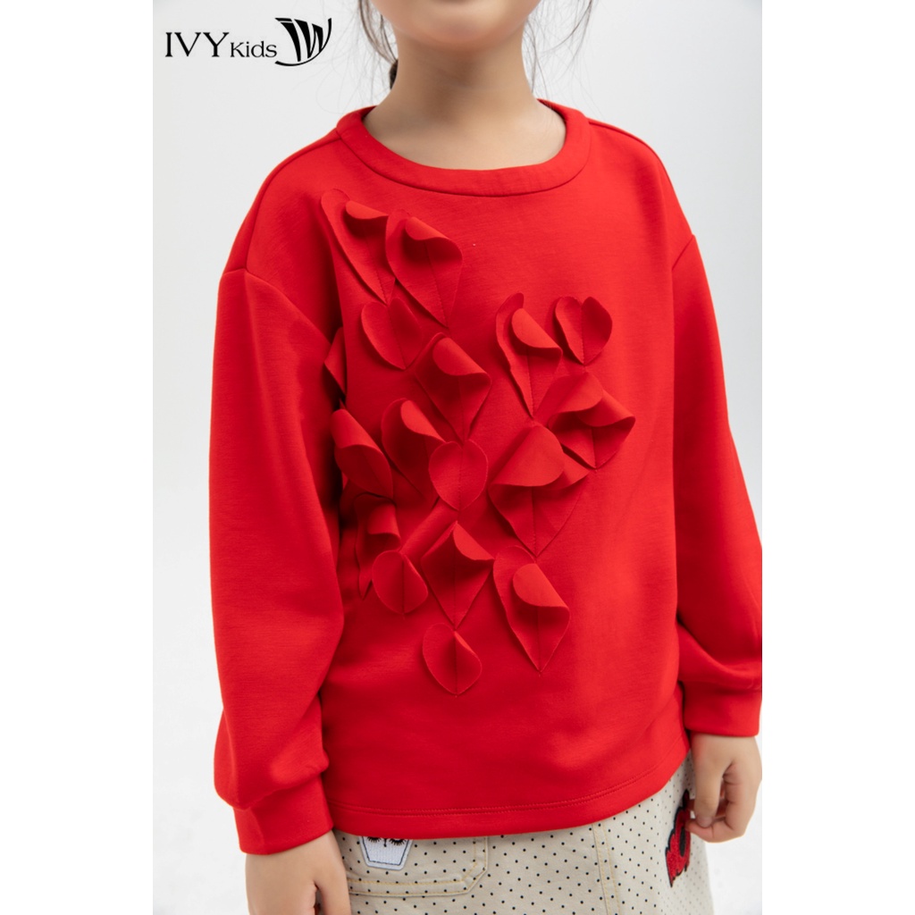 Áo thun đính hoa nổi bé gái IVY moda MS 58G1073