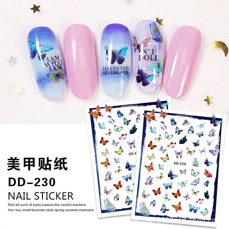 Sticker hoạ tiết bươm bướm, hình dán móng hoạ tiết bươm bướm trang trí móng nail