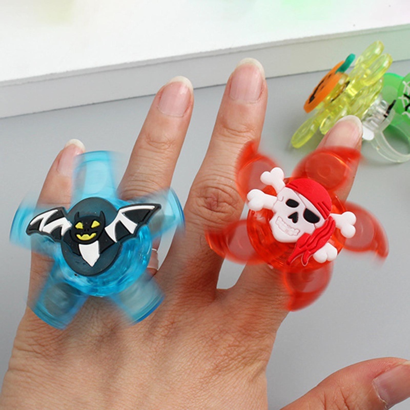 Nhẫn Xoay Có Đèn LED Hoạ Tiết Hoạt Hình Phong Cách Halloween Cho Bé