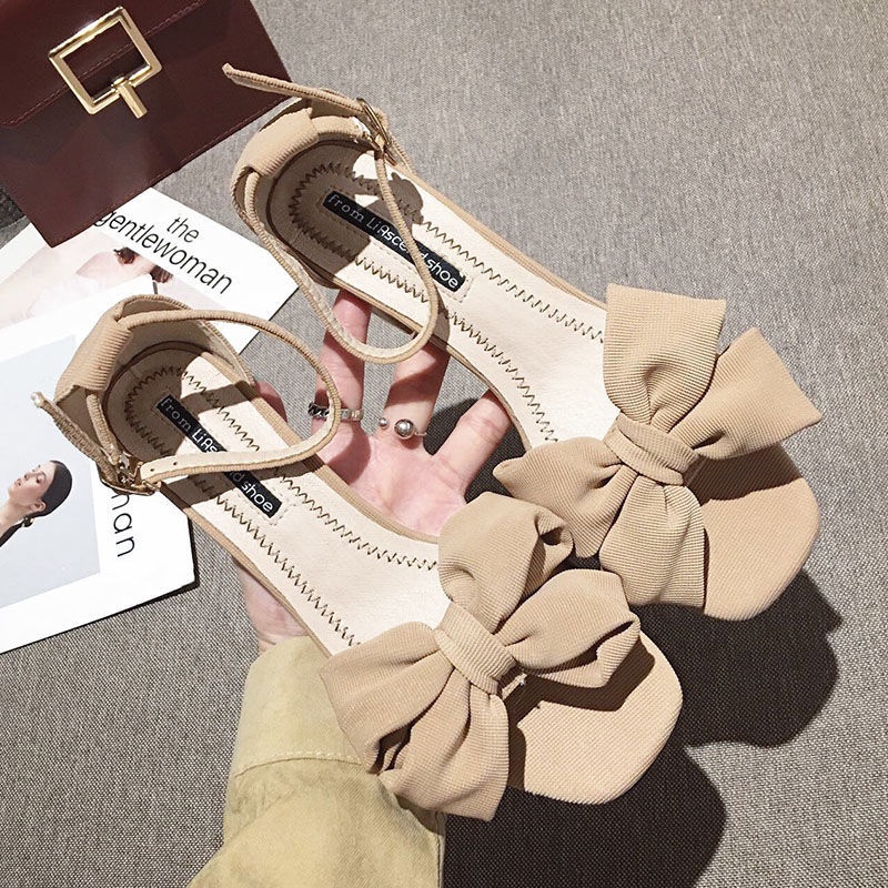 Xăng đan Cao Gót Đế Vừa Phối Khóa Gài Đính Nơ Thời Trang 2020 Cho Nữ