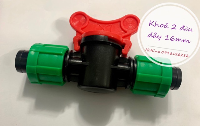 100 khoá 2 đầu dây 16mm ống mềm ống nhỏ giọt ống hệ thống thuỷ sinh