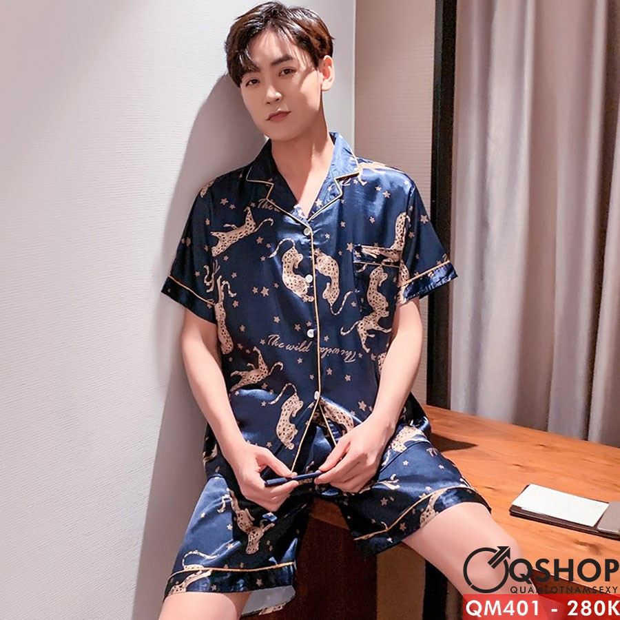 BỘ ĐỔ PIJAMA NAM QUẨN NGẰN, TAY NGẮN QM401
