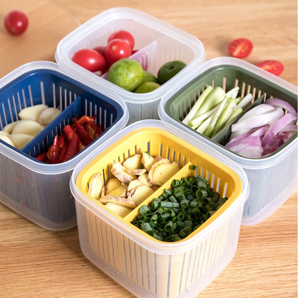 Hộp nhựa đựng hành tỏi hai tầng có lỗ thoát nước màu trong suốt