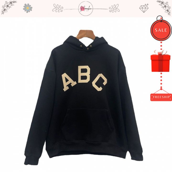 Áo Hoodie Cổ Cúc ABC Chất Nỉ Nam Nữ G0109 Dáng Rộng In Chữ 2 Màu | BigBuy360 - bigbuy360.vn