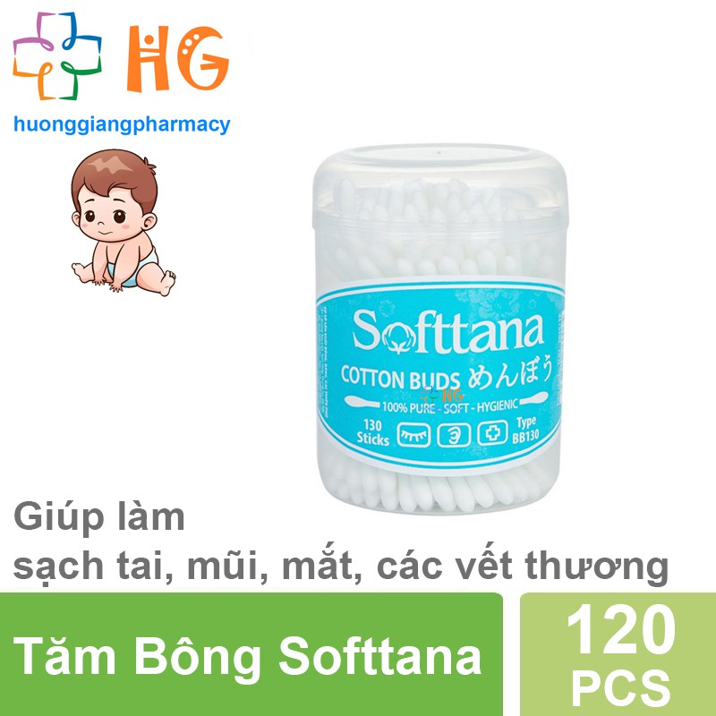 Tăm bông Softtana trẻ em BB120 (Lọ 120 que)