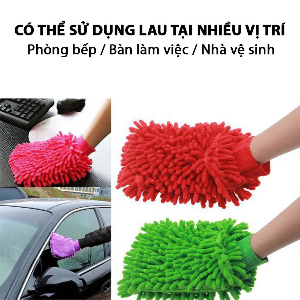 Găng Tay, Bao Tay San Hô Microfiber Chuyên Dụng Lau, Rửa Xe Ô Tô Siêu Mịn, Tiện Dụng