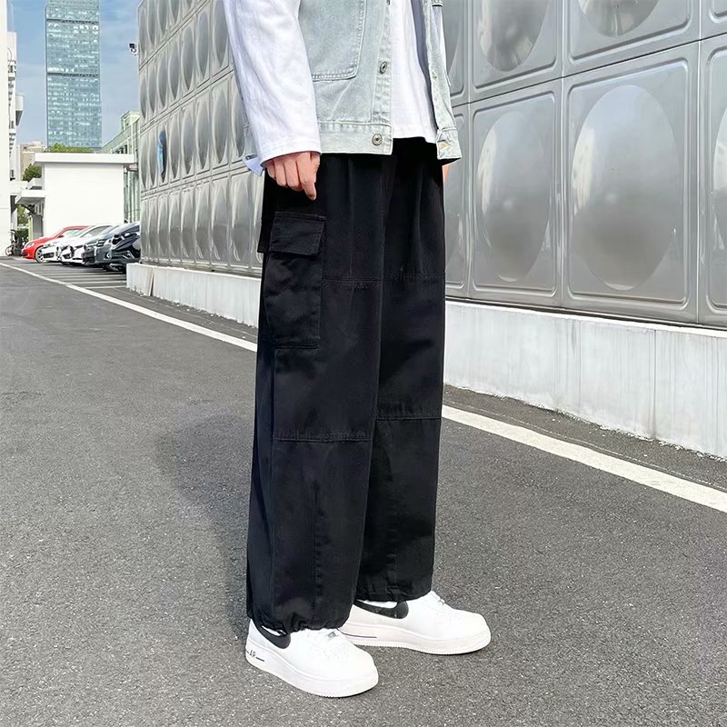 Quần ống rộng màu trơn thời trang mùa hè phong cách Nhật Bản dành cho nam quần jean nam