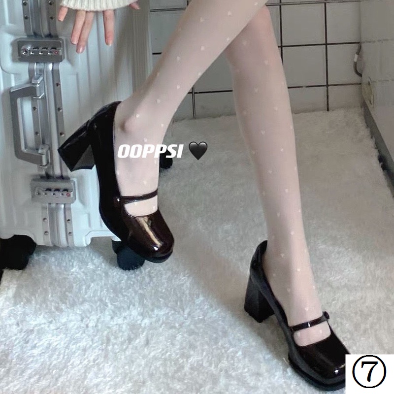 Giày Cao Gót Da Bóng Gót Dày Phong Cách Retro Pháp Thời Trang Xuân Thu 2022 Cho Nữ