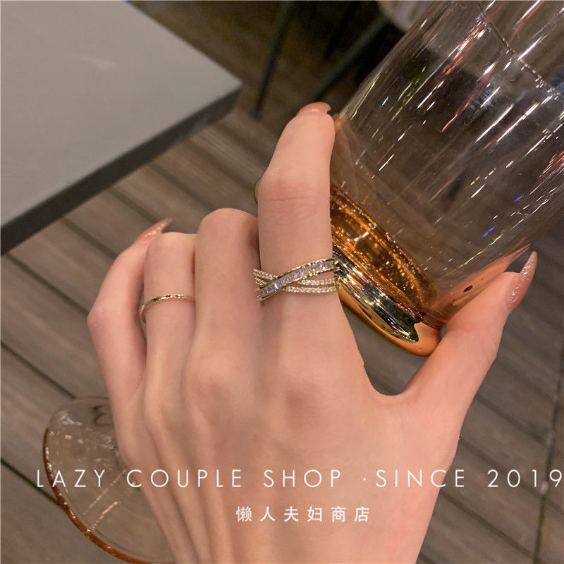 Sense of Quality Affordable Luxury Ring Cold Wind Special-Interest Design Simple and Stylish PersonalityinsTrendy Zircon Super Flash Opening Female