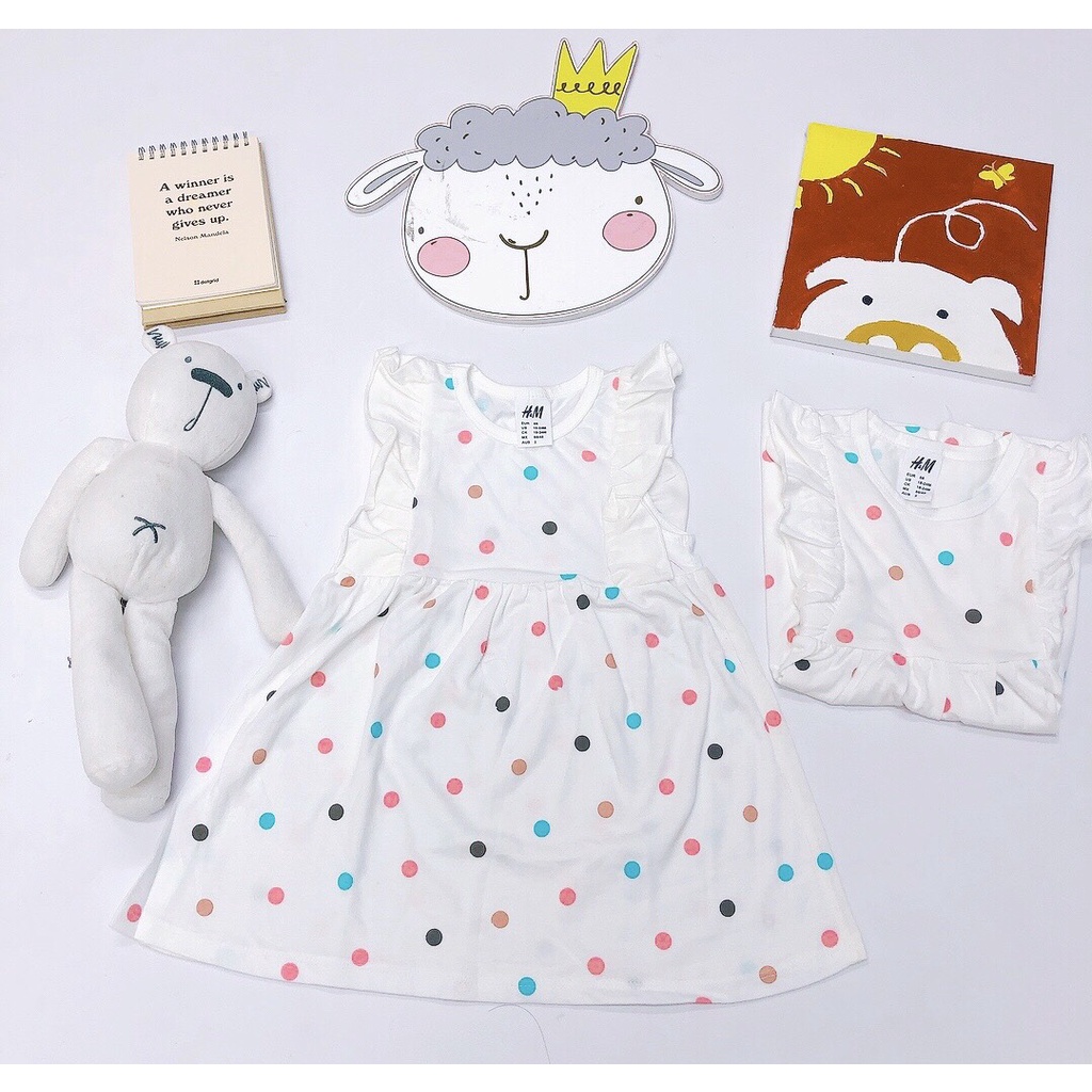 Váy cotton HM trắng chấm bi