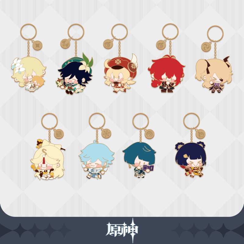 Móc khóa kim loại chibi Genshin Impact (Chính hãng Mihoyo)