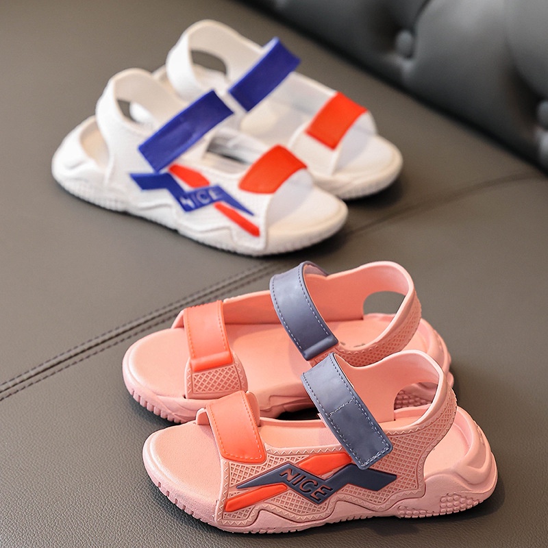 Giày Dép Sandal Quai Hậu Dán Bé Trai Gái Bằng Nhựa Cao Su Dẻo Mềm Đi Học Chơi Chống Trơn Trượt Từ 3-12 Tuổi