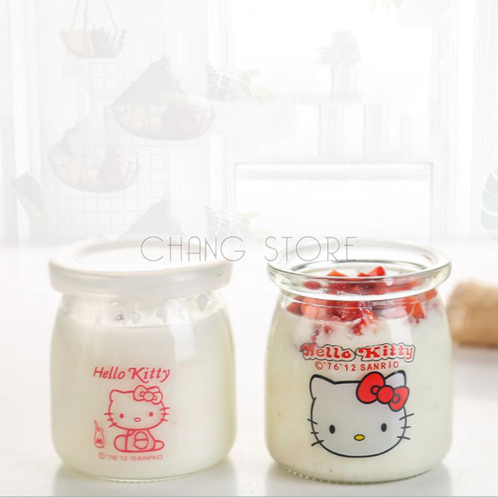Combo 12 Hũ Thủy Tinh Làm Sữa Chua Có Nắp Đậy In Hình Ngộ Nghĩnh