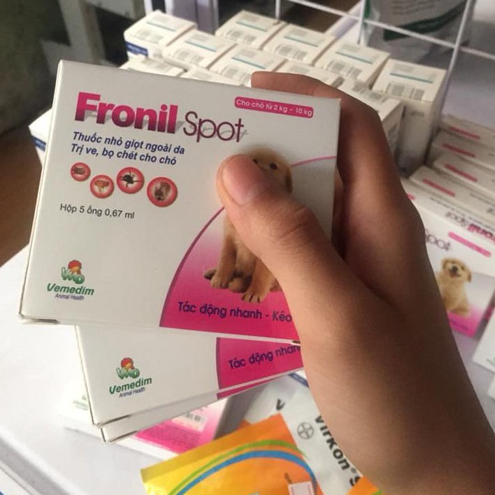 Fronil Spot hộp 5 ống - Nhỏ gáy trị ve, rận, bọ chét chó mèo