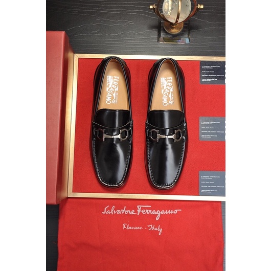 Giày lười nam da thật logo thương hiệu Salvatore Ferragamo cao cấp