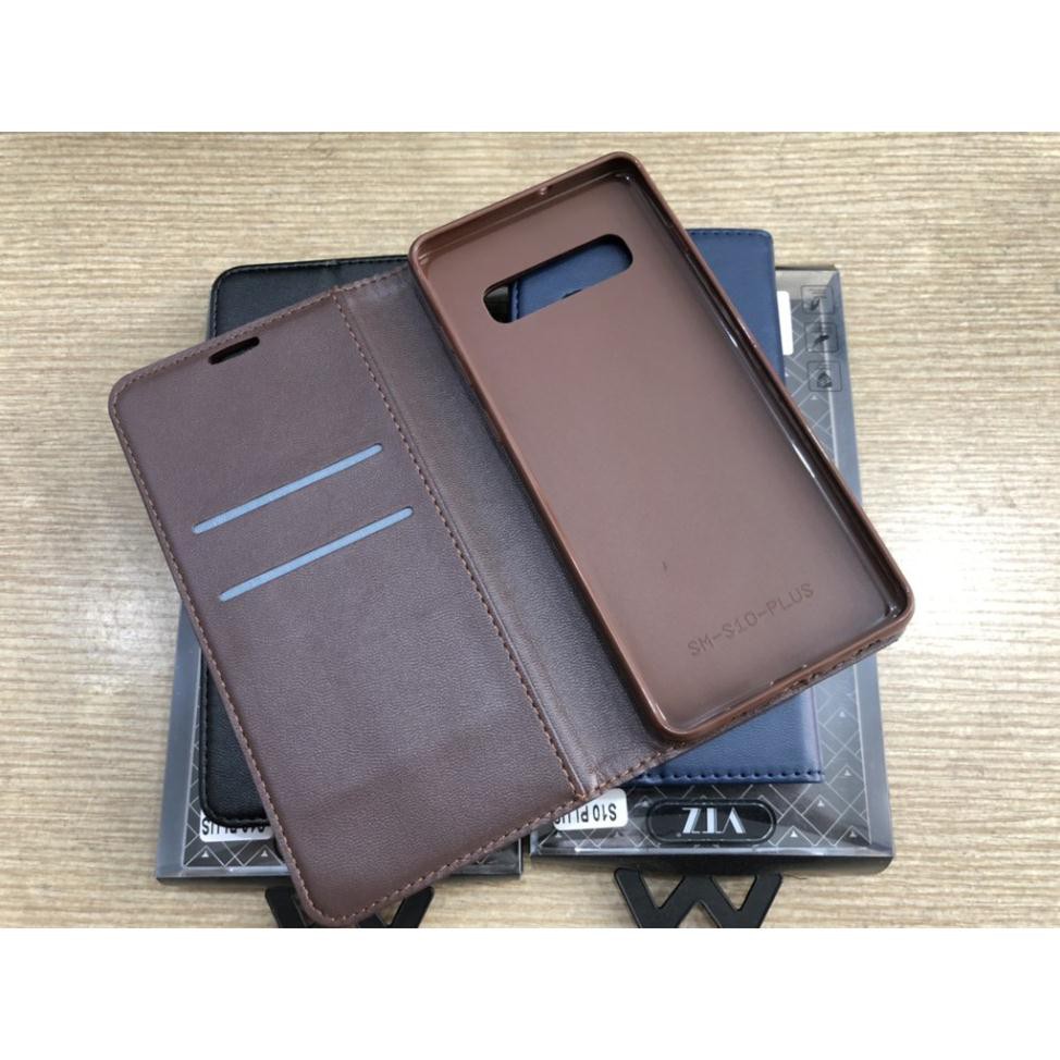 Bao da Samsung Galaxy S10 / s10 plus nắp gập dạng ví may viền sang trọng