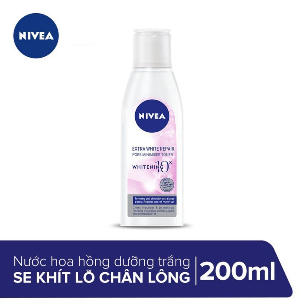 Nước hoa hồng Nivea dưỡng trắng giúp se khít lỗ chân lông -200ml