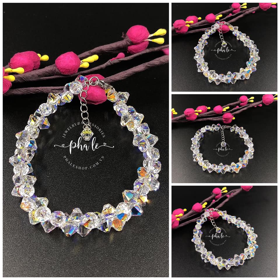 Vòng Tay Pha Lê Nón Nhọn Zíc Zắc S06mm Được Thiết Kế Từ Pha Lê Swarovski