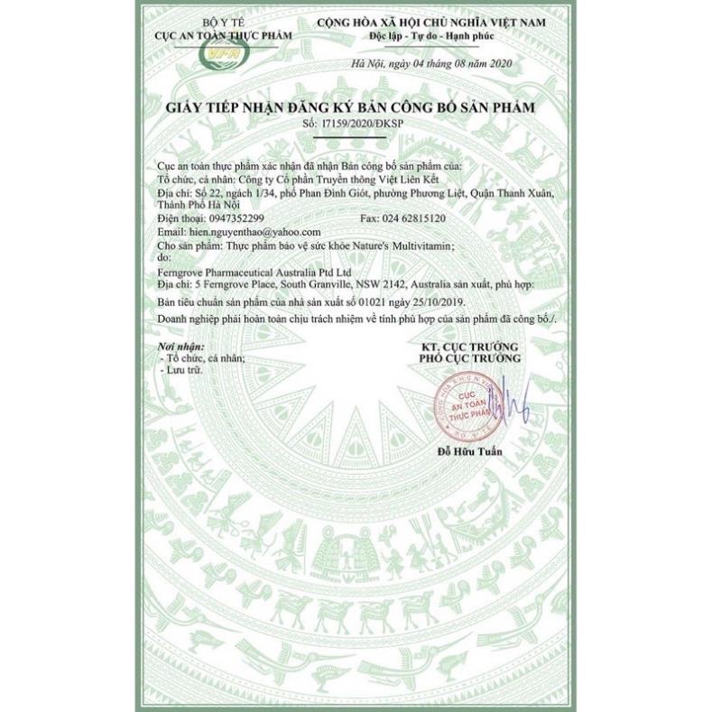 Vitamin tổng hợp và tảo biển úc , tảo xoắn Multivitamin Nature's way 200 viên