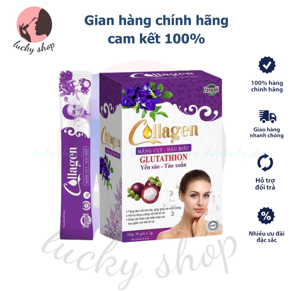 [CHÍNH HÃNG] Collagen Măng cụt Đậu biếc Zenpali nguyên hộp 30 gói