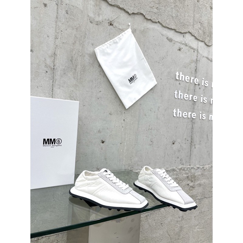 Giày thể thao nữ mũi vuông đế bành da thật cao cấp Maison Margiela