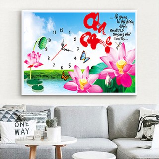 TRANH ĐÍNH ĐÁ CHA MẸ ĐỒNG HỒ TRANH CHƯA ĐÍNH DF159
