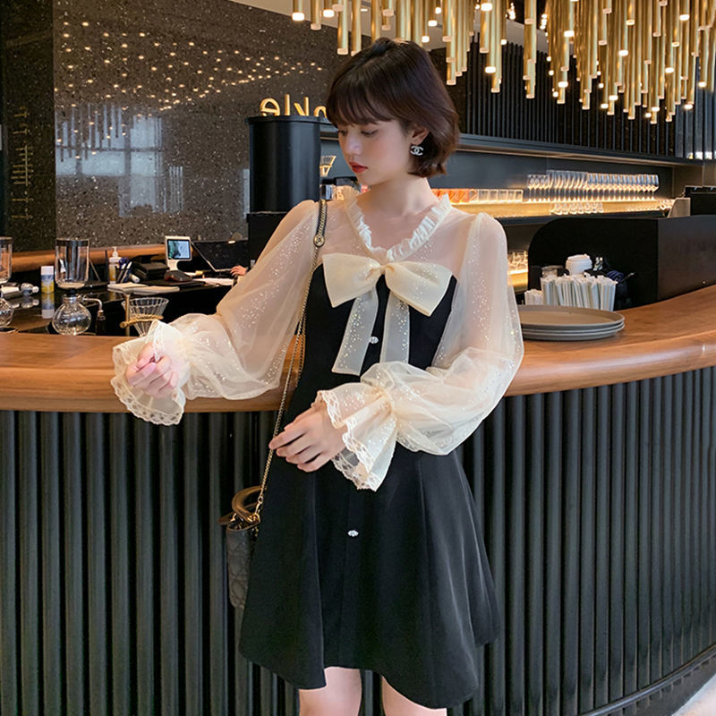 Đầm tay dài phối lưới đính kim sa lấp lánh cho nữ size S-XL | BigBuy360 - bigbuy360.vn