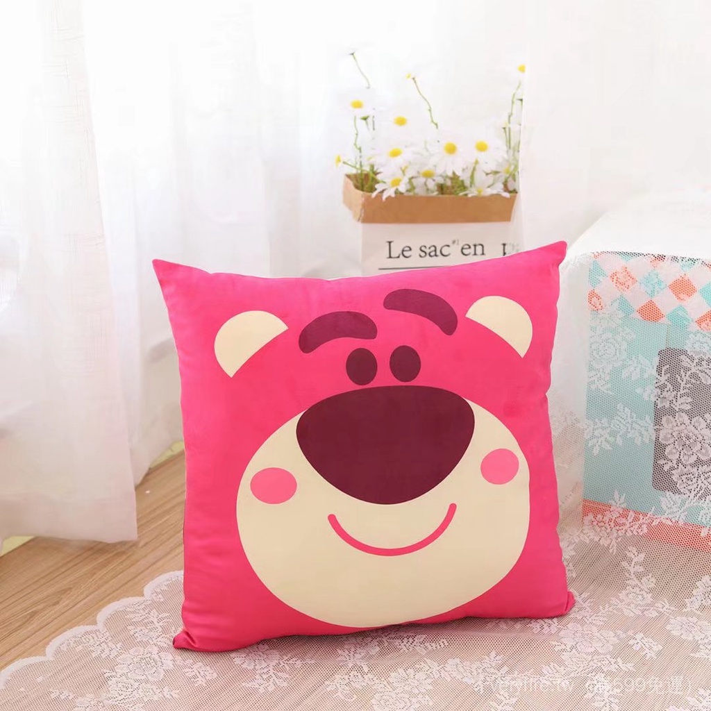 Vỏ gối vuông in hình gấu hoạt hình trang trí phòng ngủ trẻ em